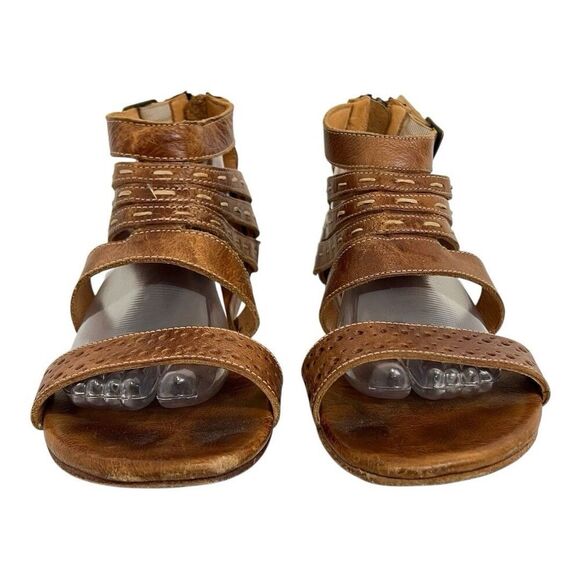 Bed Stu Women's Size 10 Brown Leather Gladiator Sandals Zip Back Buckle Boho - Picture 2 of 9